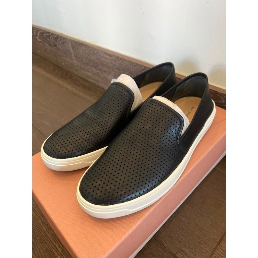 Via Spiga V-GALEA5 Black Leather Perforated Slip On Sneakers Women's US 7.5M
